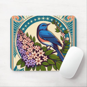 Idaho Mountain Bluebird and The Syringa Flowers Mouse Pad