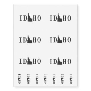 Idaho Name with State Shaped Letter Temporary Tattoos