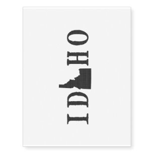 Idaho Name with State Shaped Letter Temporary Tattoos