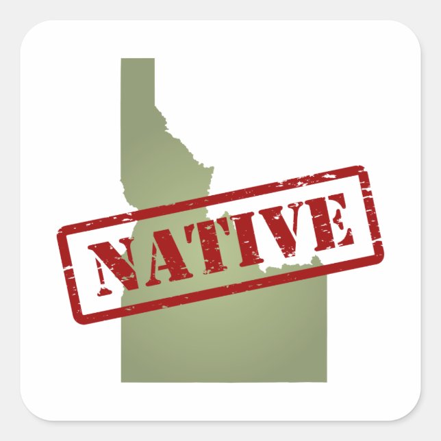 Idaho Native with Idaho Map Square Sticker (Front)