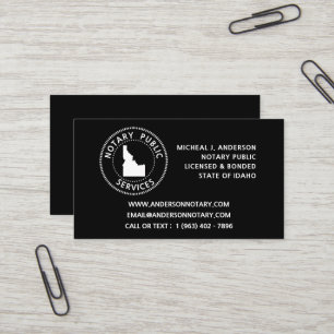 Idaho Notary Public Services Business Card
