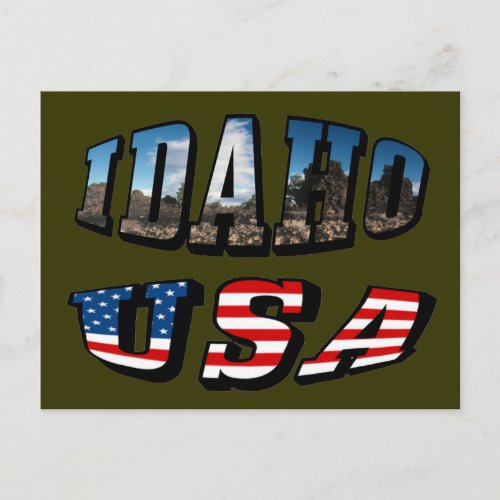 Idaho Picture State and Flag USA Text Postcard