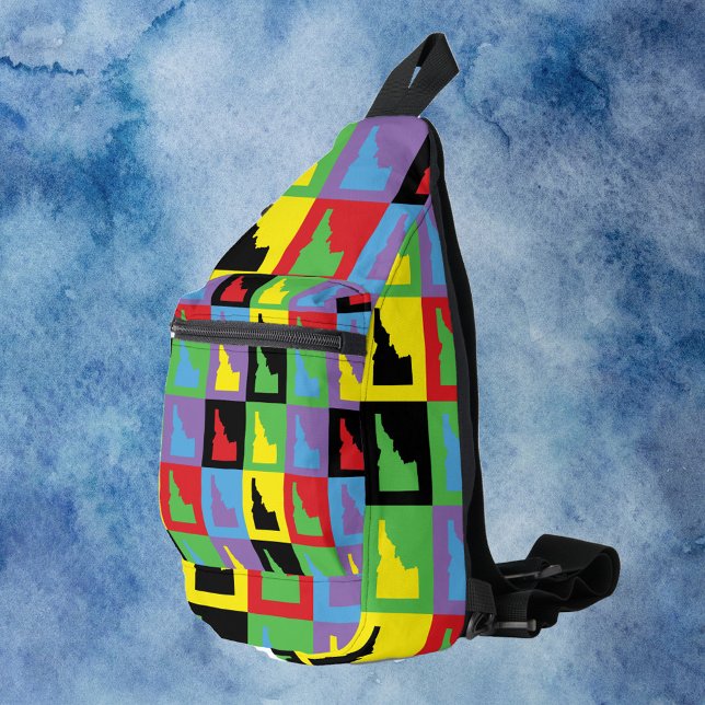 Idaho Pop Art State Outline Pattern Sling Bag (A fun bag with a pop art pattern of Idaho)