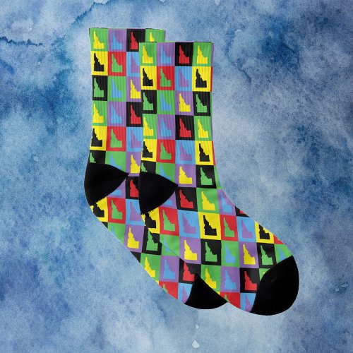 Idaho Pop Art State Outline Pattern Socks