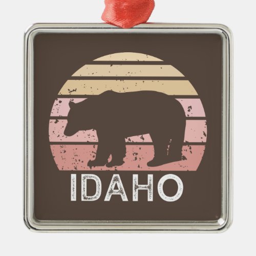 Idaho Retro Bear Metal Ornament