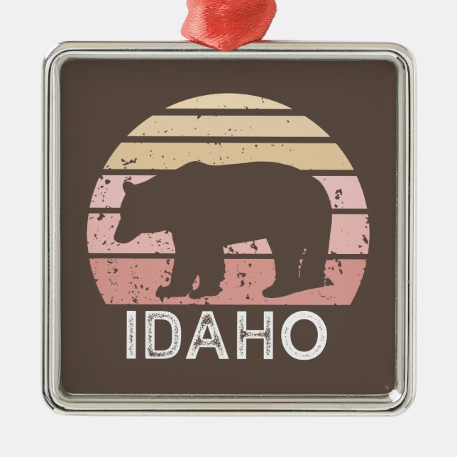 Idaho Retro Bear Metal Ornament (Front)