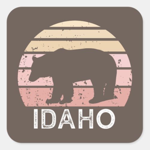 Idaho Retro Bear Square Sticker
