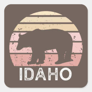 Idaho Retro Bear Square Sticker
