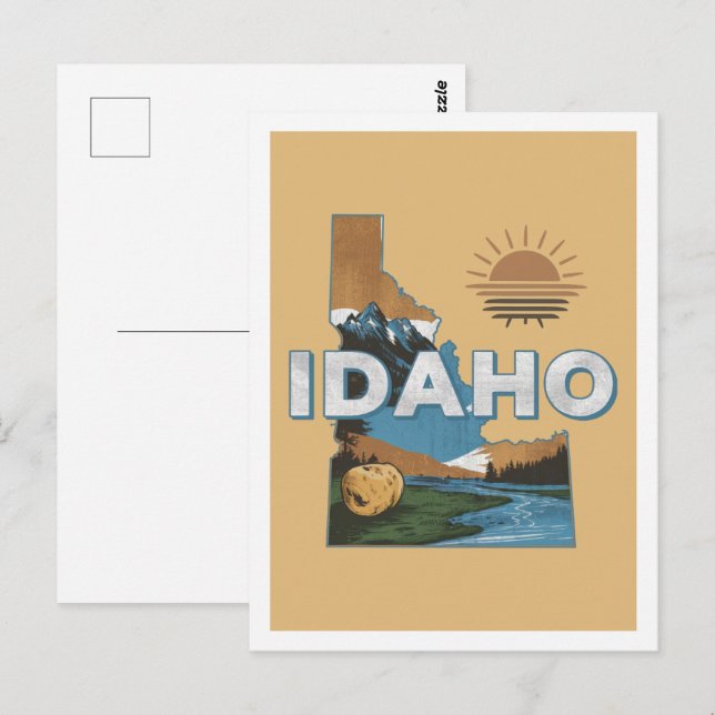 Idaho Retro Travel Design Iconic US States Postcard (Front/Back)