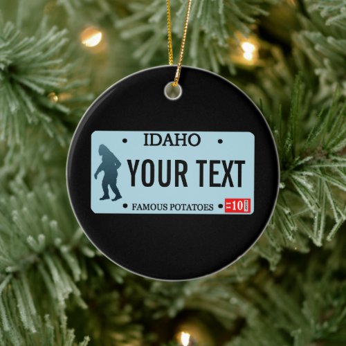 Idaho Sasquatch License Plate Ceramic Ornament