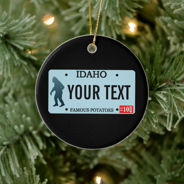 Idaho Sasquatch License Plate Ceramic Ornament (Tree)