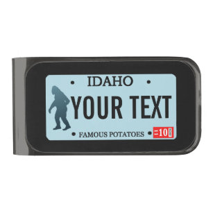 Idaho Sasquatch License Plate Gunmetal Finish Money Clip