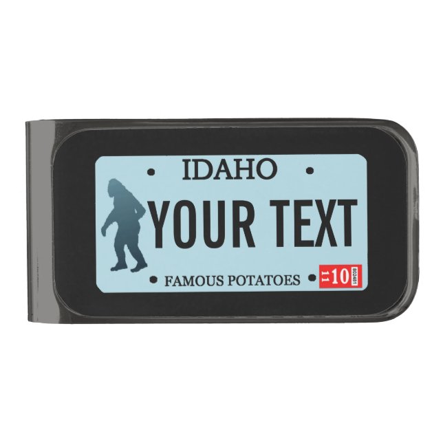 Idaho Sasquatch License Plate Gunmetal Finish Money Clip (Front)