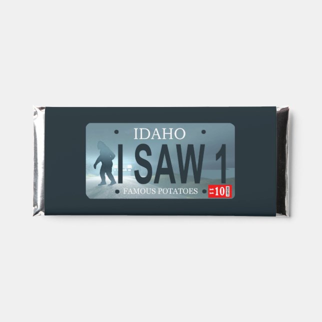 Idaho Sasquatch License Plate Hershey Bar Favors (Front)