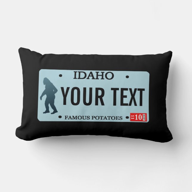 Idaho Sasquatch License Plate Lumbar Pillow (Front)