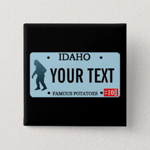 Idaho Sasquatch License Plate Pinback Button