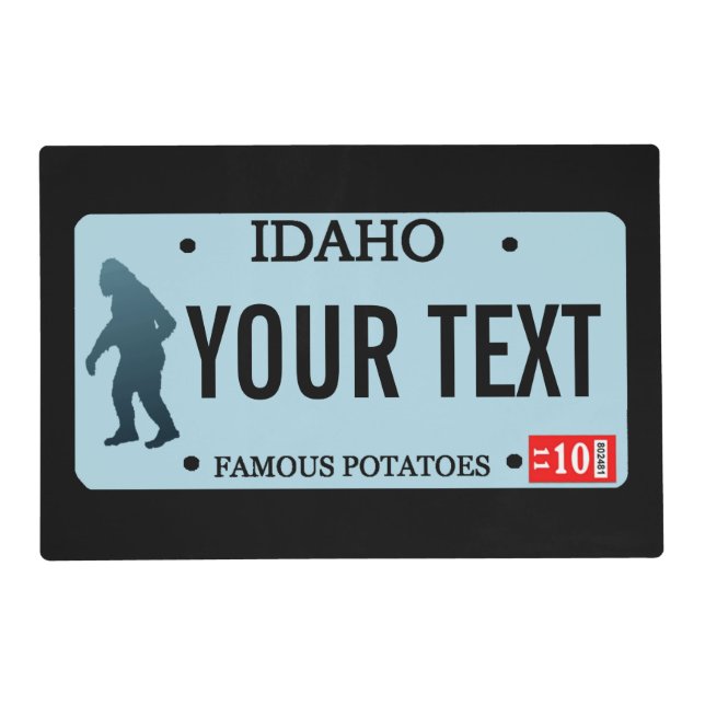 Idaho Sasquatch License Plate Placemat (Front)