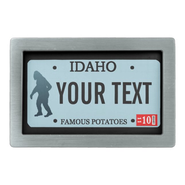 Idaho Sasquatch License Plate Rectangular Belt Buckle (Front)