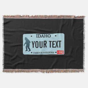 Idaho Sasquatch License Plate Throw Blanket