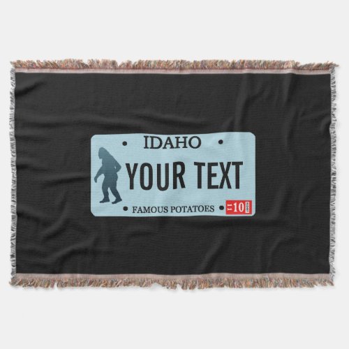 Idaho Sasquatch License Plate Throw Blanket