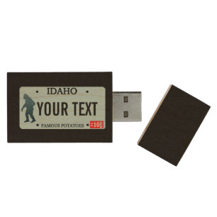 Idaho Sasquatch License Plate Wood Flash Drive