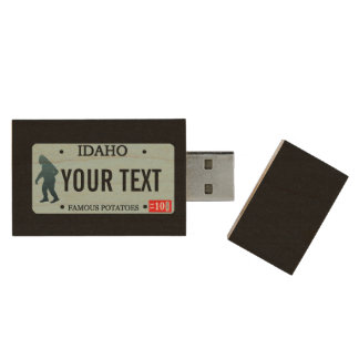 Idaho Sasquatch License Plate Wood Flash Drive