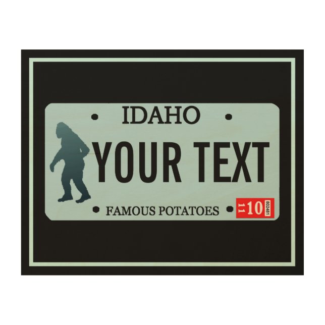 Idaho Sasquatch License Plate Wood Wall Art (Front)