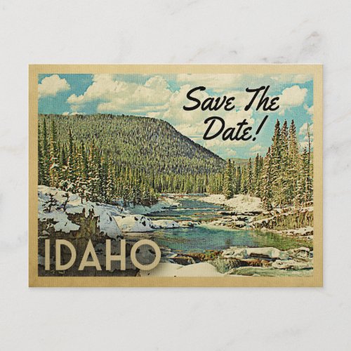 Idaho Save The Date Mountains River Snow Announcement Postcard