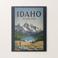 Idaho Sawtooth Range Illustration Travel Art Retro