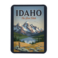 Idaho Sawtooth Range Illustration Travel Art Retro