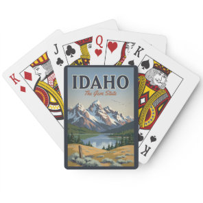 Idaho Sawtooth Range Illustration Travel Art Retro Poker Cards