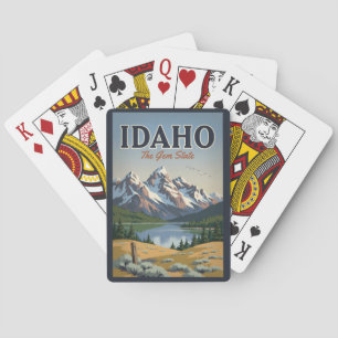 Idaho Sawtooth Range Illustration Travel Art Retro Poker Cards