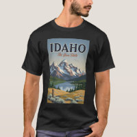 Idaho Sawtooth Range Illustration Travel Art Retro