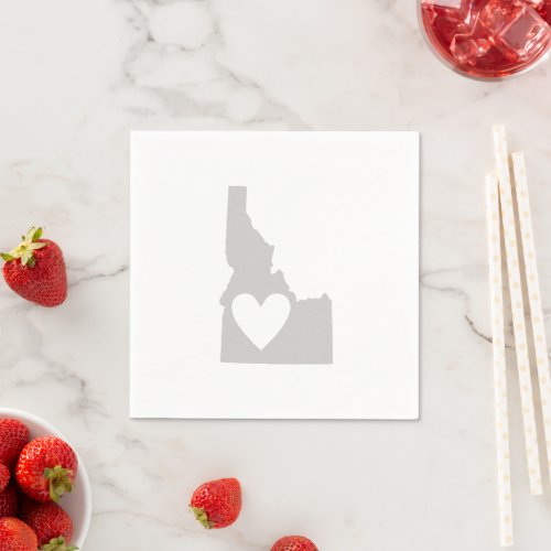 Idaho Shape Grey Heart Cutout Idahoan Love Adore Paper Napkins