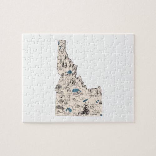 Idaho Shaped Vintage Picture Map Jigsaw Puzzle