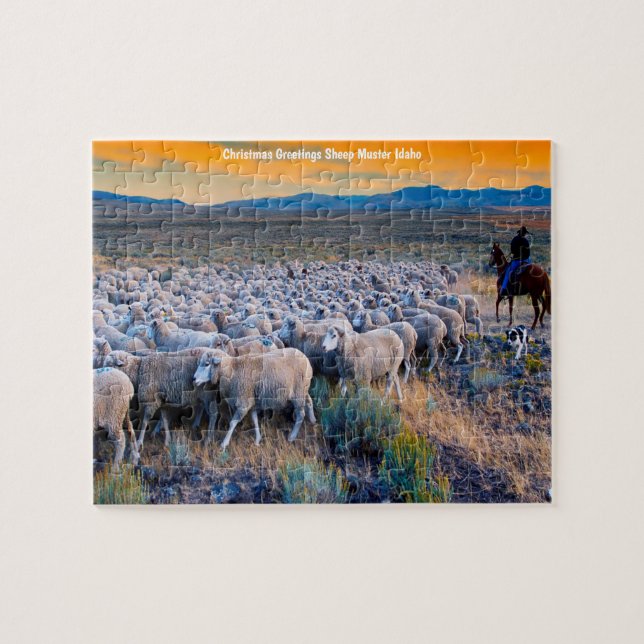 Idaho Sheep Grazing.. Christmas Greetings Jigsaw P Jigsaw Puzzle (Horizontal)