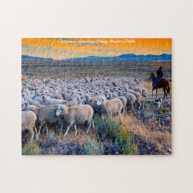 Idaho Sheep Grazing.. Christmas Greetings Jigsaw Puzzle (Horizontal)