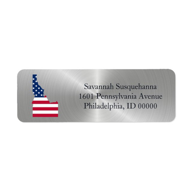Idaho Silver American Flag Patriotic Label (Front)