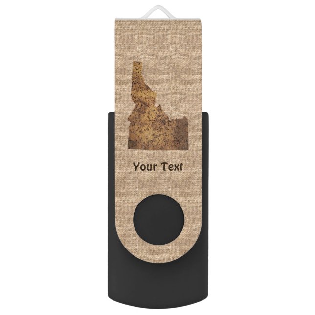Idaho Spud Map On Burlap Flash Drive (Back (Vertical))