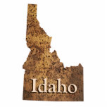 Idaho Spud Map Statuette<br><div class="desc">A map of Idaho, with a potato skin texture. Customizable text reading "Idaho" also appears.A simple way to show your Idaho pride.</div>