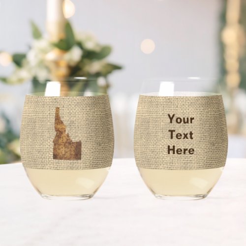 Idaho Spud Map Stemless Wine Glass