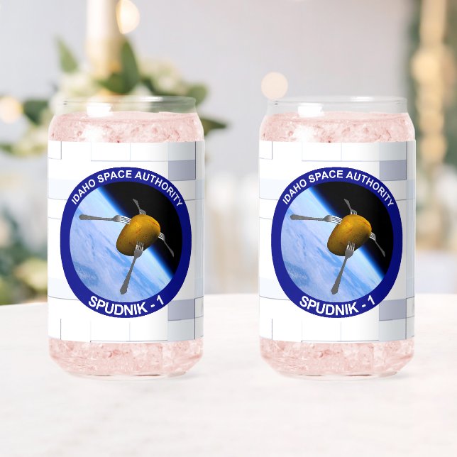 Idaho Spudnik Satellite Mission Patch Can Glass (Insitu (Wedding))