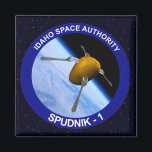 Idaho Spudnik Satellite Mission Patch Magnet<br><div class="desc">A humorous depiction of a potato as a satellite dubbed "Spudnik-1, " with forks serving as antenna, in orbit around the earth. Features the Spudnik-1 mission patch superimposed on a starfield background. I have met people who do not believe Idaho is a real place. Others know it it is somewhere...</div>