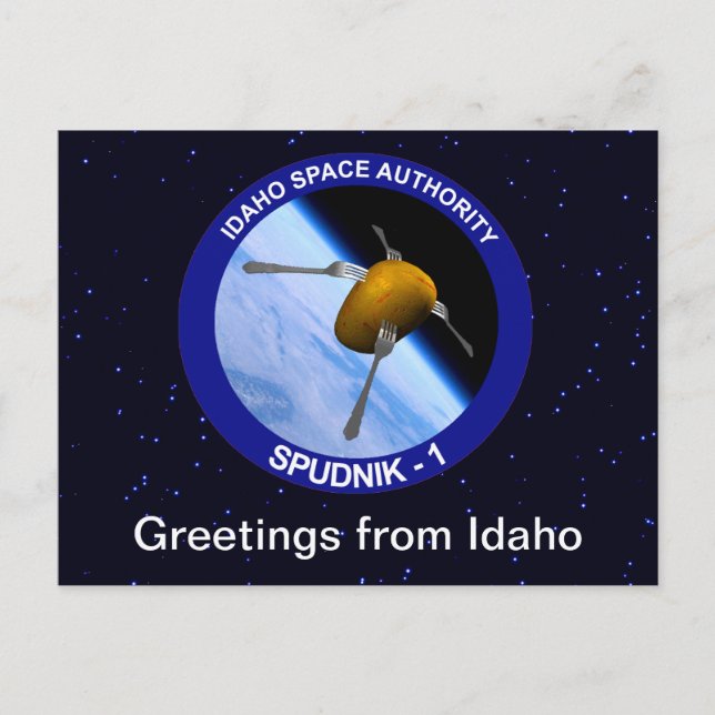 Idaho Spudnik Satellite Mission Patch Postcard (Front)