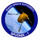 Idaho Spudnik Satellite Mission Patch Statuette<br><div class="desc">A humorous depiction of a potato as a satellite dubbed "Spudnik-1, " with forks serving as antenna, in orbit around the earth. Features the Spudnik-1 mission patch. I have met people who do not believe Idaho is a real place. Others know it is somewhere in flyover territory, but can not...</div>