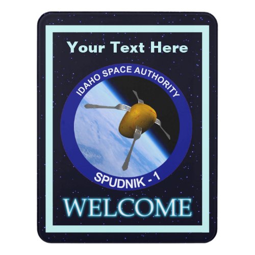 Idaho Spudnik Satellite Mission Patch _ Welcome Door Sign