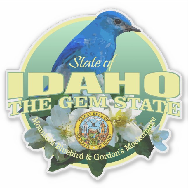 Idaho State Bird & Flower Sticker (Front)