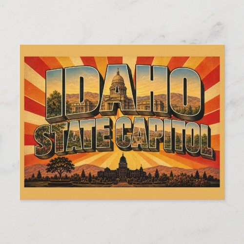 Idaho State Capitol Sandstone Dome Garden Art Postcard