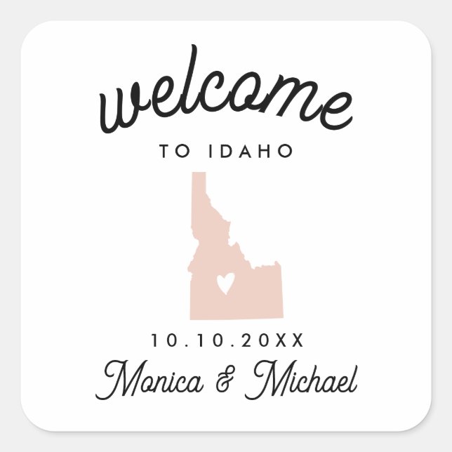 IDAHO State Destination Wedding ANY COLOR Square Sticker (Front)