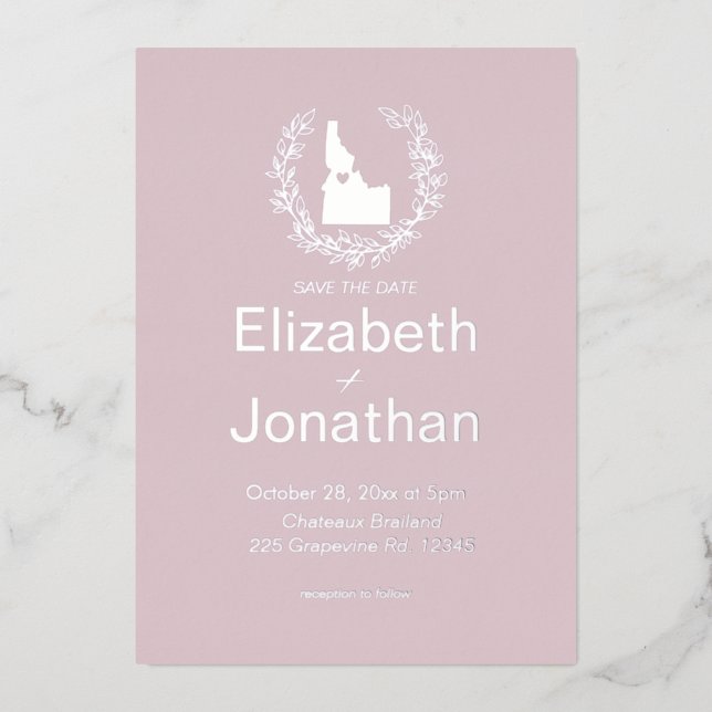 Idaho State Destination Wedding    Foil Invitation (Front)